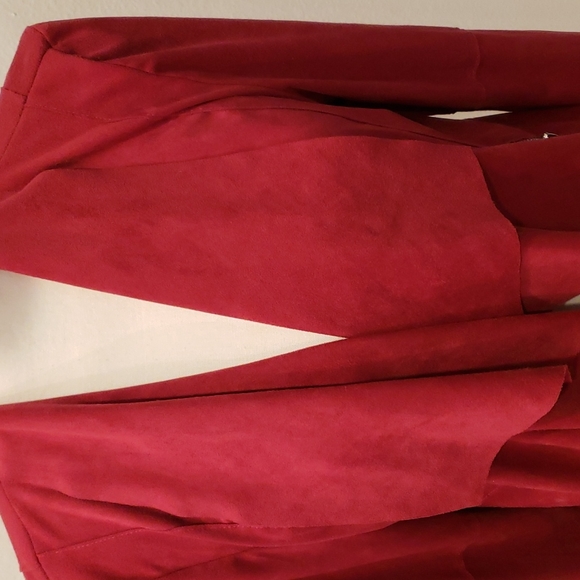 BAGUETTE, Burgundy Blazer, Size L Open front suede  feel fabric - Picture 2 of 8